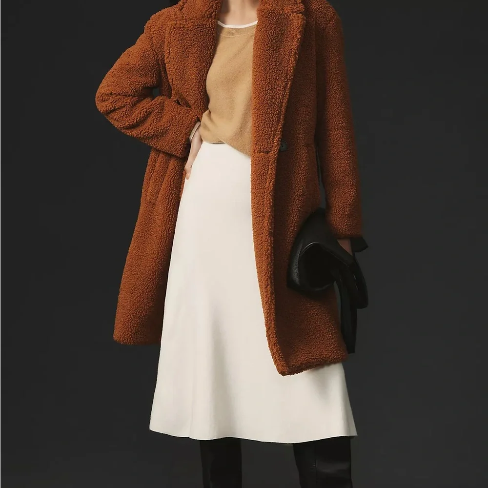 Anthropologie The Silas Sherpa Coat Women's Brown Size L NWT - Picture 2 of 9